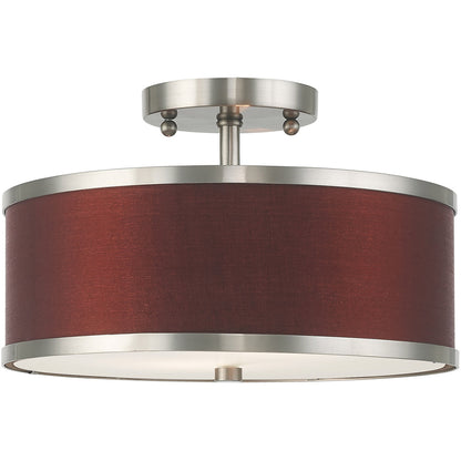 Livex Lighting Park Ridge Collection 2 Lt Brushed Nickel Ceiling Mount in Brushed Nickel 60412-91