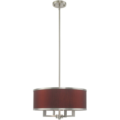 Livex Lighting Park Ridge Collection 4 Lt Brushed Nickel Pendant Chandelier in Brushed Nickel 60414-91