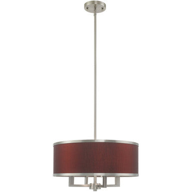 Livex Lighting Park Ridge Collection 4 Lt Brushed Nickel Pendant Chandelier in Brushed Nickel 60414-91