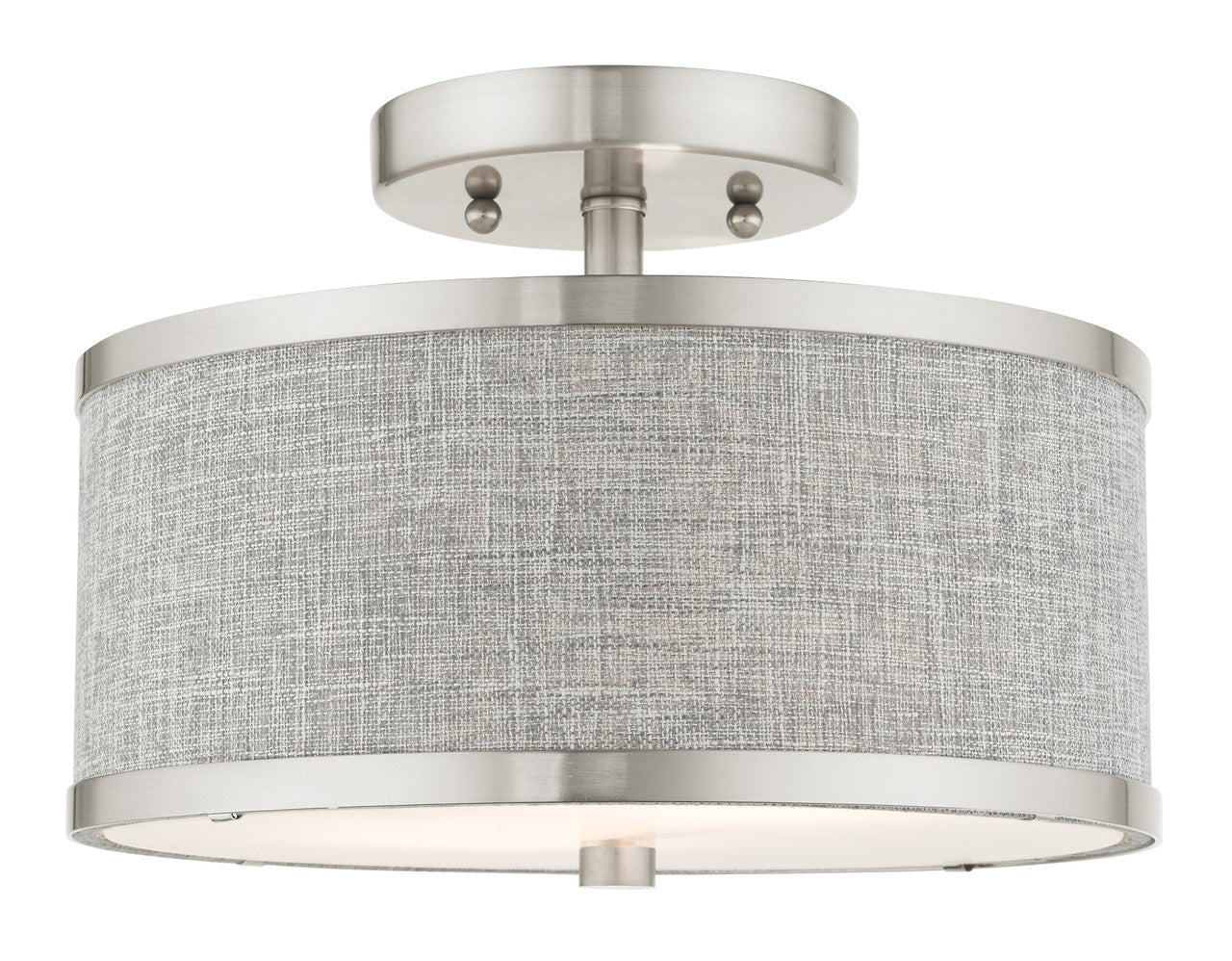 Livex Lighting Park Ridge Collection  2 Light Brushed Nickel Semi Flush in Brushed Nickel 60421-91