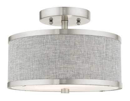 Livex Lighting Park Ridge Collection  2 Light Brushed Nickel Semi Flush in Brushed Nickel 60421-91