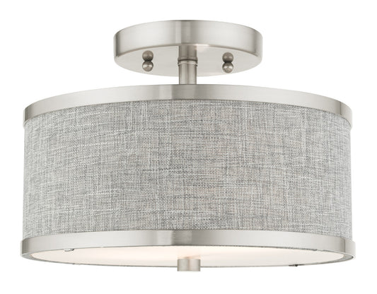 Livex Lighting Park Ridge Collection  2 Light Brushed Nickel Semi Flush in Brushed Nickel 60421-91