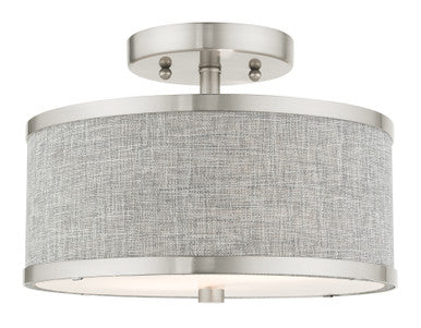 Livex Lighting Park Ridge Collection  2 Light Brushed Nickel Semi Flush in Brushed Nickel 60421-91