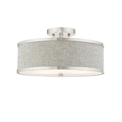 Livex Lighting Park Ridge Collection  3 Light Brushed Nickel Semi Flush in Brushed Nickel 60423-91