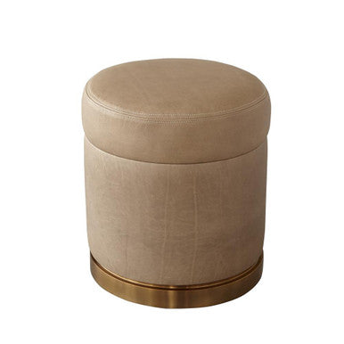 Global Views Latitudes Leather Round Ottoman 2715