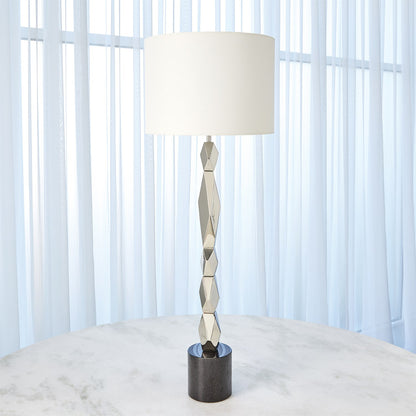 Global Views Facet Block Table Lamp in Nickel in Tall RT9.90025