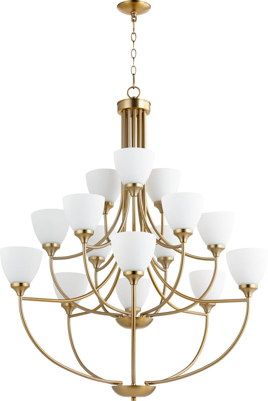 Quorum Enclave Chandelier in Aged Brass 6059-15-80