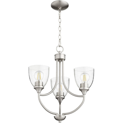 Quorum Enclave Chandelier in Satin Nickel with Clear/Seeded 6059-3-265