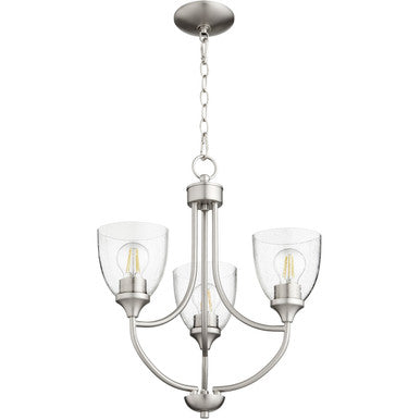 Quorum Enclave Chandelier in Satin Nickel with Clear/Seeded 6059-3-265