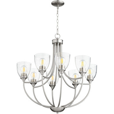 Quorum Enclave Chandelier in Satin Nickel with Clear/Seeded 6059-8-265