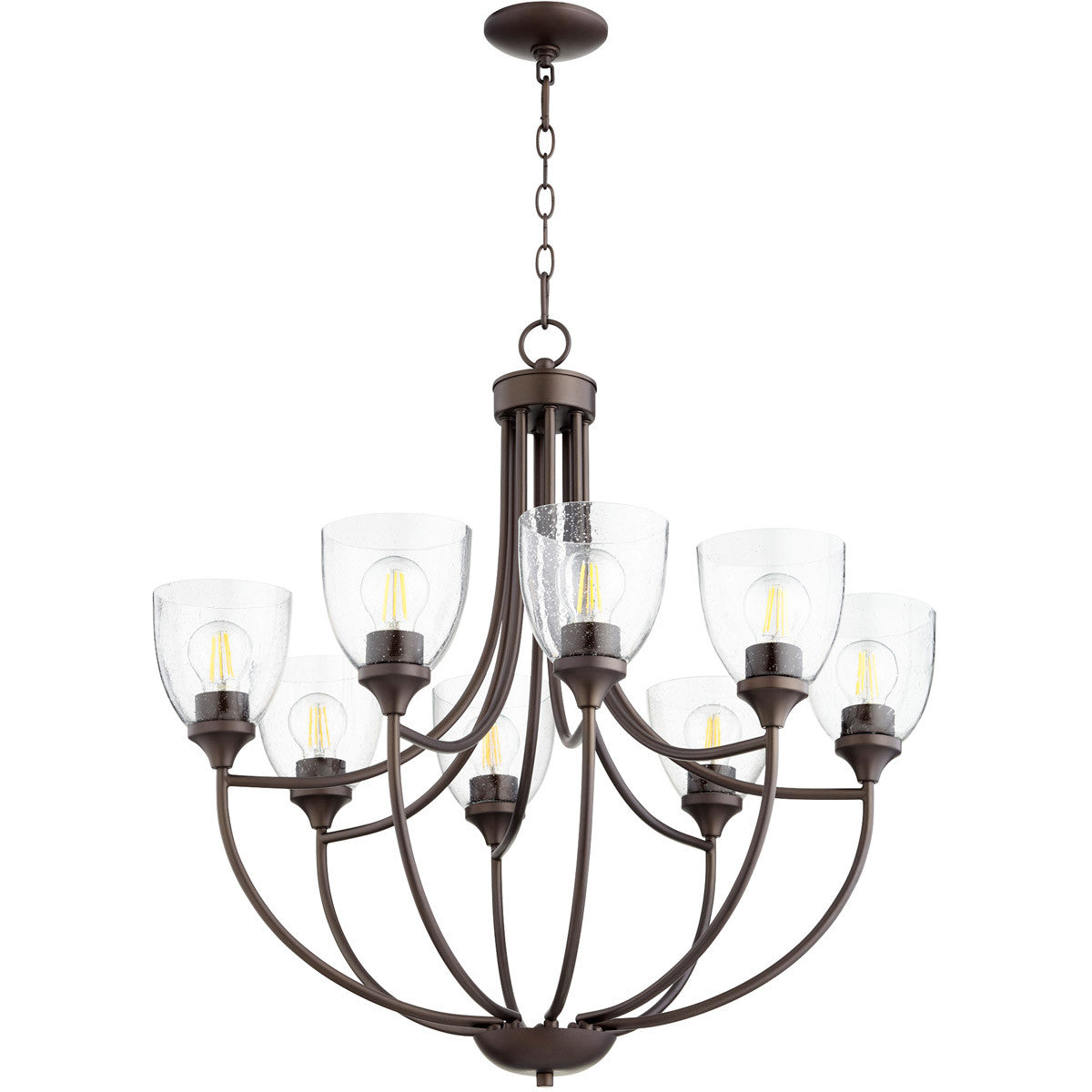 Quorum Enclave Chandelier in Oiled Bronze with Clear/Seeded 6059-8-286