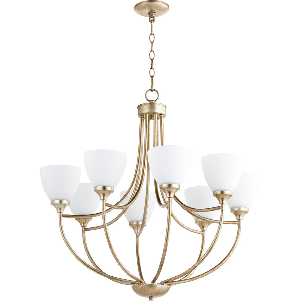 Quorum Enclave Chandelier in Aged Silver Leaf 6059-8-60