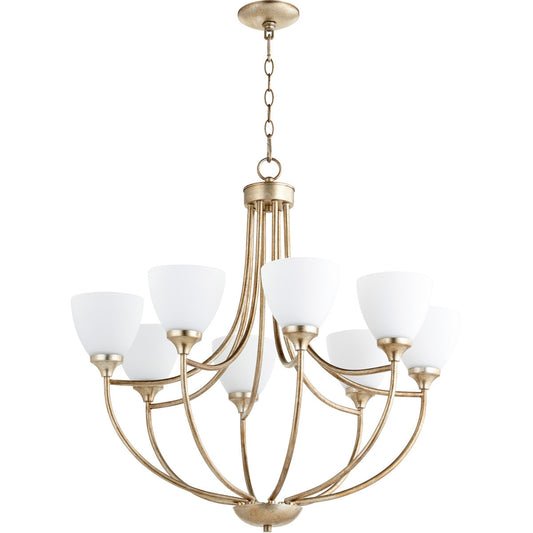 Quorum Enclave Chandelier in Aged Silver Leaf 6059-8-60