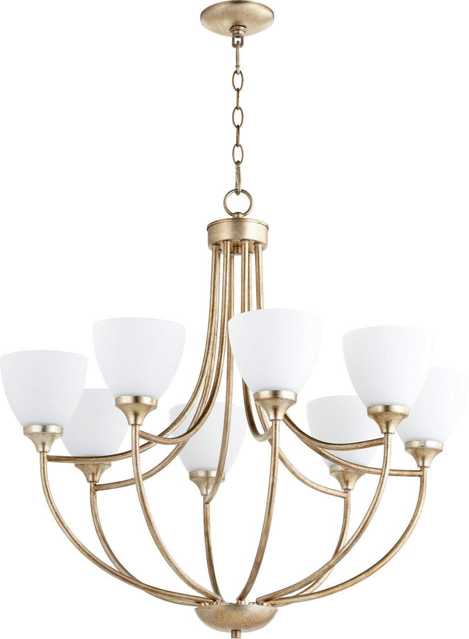 Quorum Enclave Chandelier in Aged Silver Leaf 6059-8-60