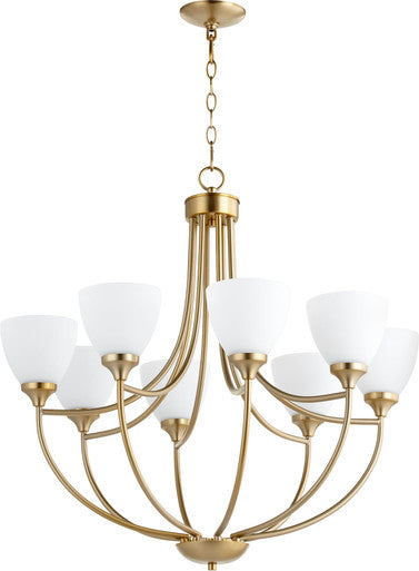 Quorum Enclave Chandelier in Aged Brass 6059-8-80