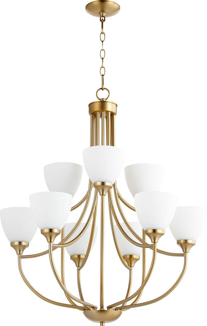 Quorum Enclave Chandelier in Aged Brass 6059-9-80