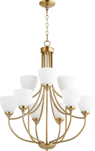 Quorum Enclave Chandelier in Aged Brass 6059-9-80