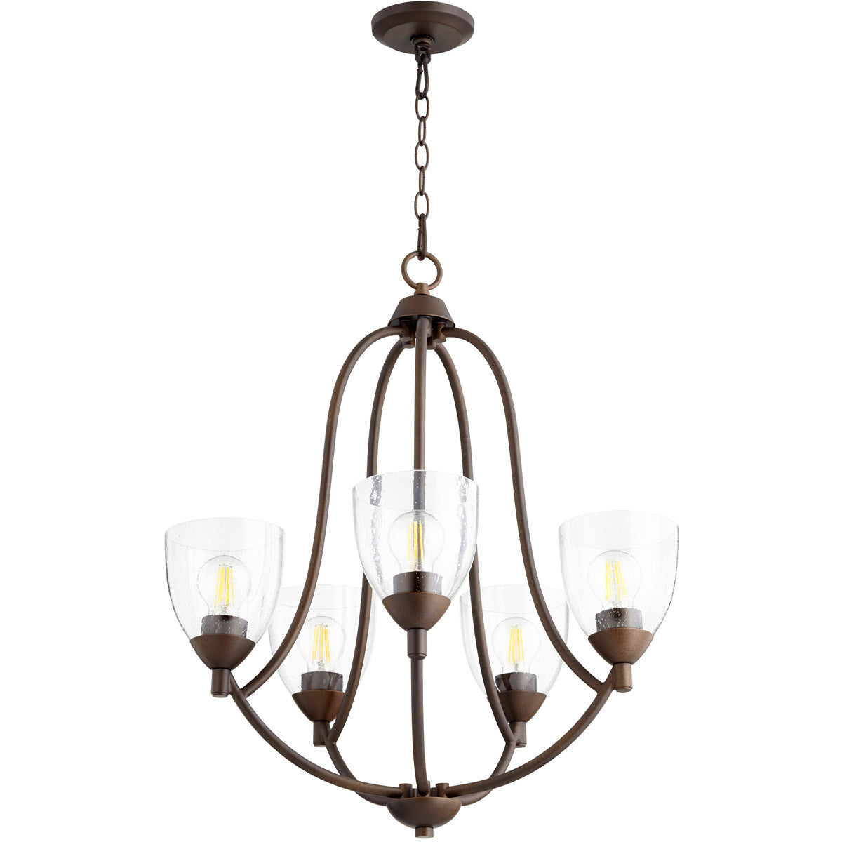 Quorum Barkley Chandelier in Oiled Bronze with Clear/Seeded 6069-5-286