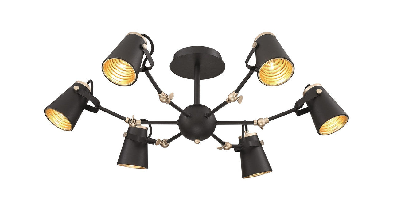 Arnsberg Edward Ceiling Lamps in Black/Brass 608800632