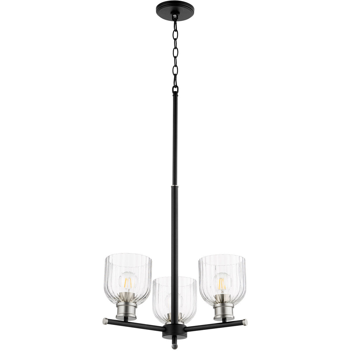 Quorum Monarch Chandelier in Textured Black w/ Satin Nickel 610-3-6965