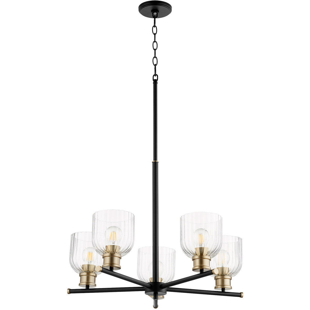 Quorum Monarch Chandelier in Textured Black w/ Aged Brass 610-5-6980