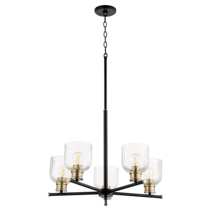 Quorum Monarch Chandelier in Textured Black w/ Aged Brass 610-5-6980