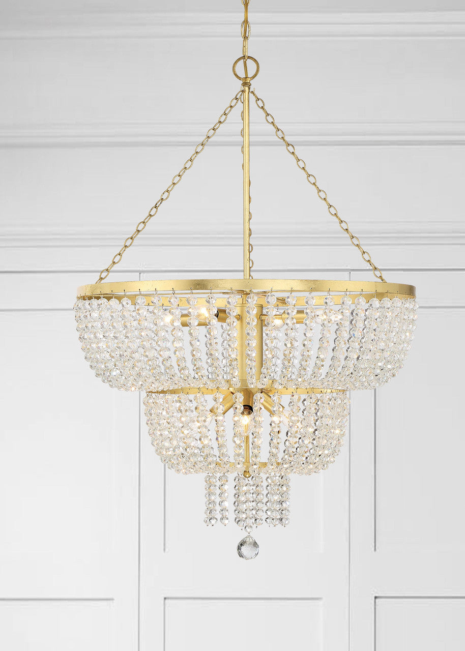 Crystorama Rylee 8 Light Antique Gold Chandelier 610-GA