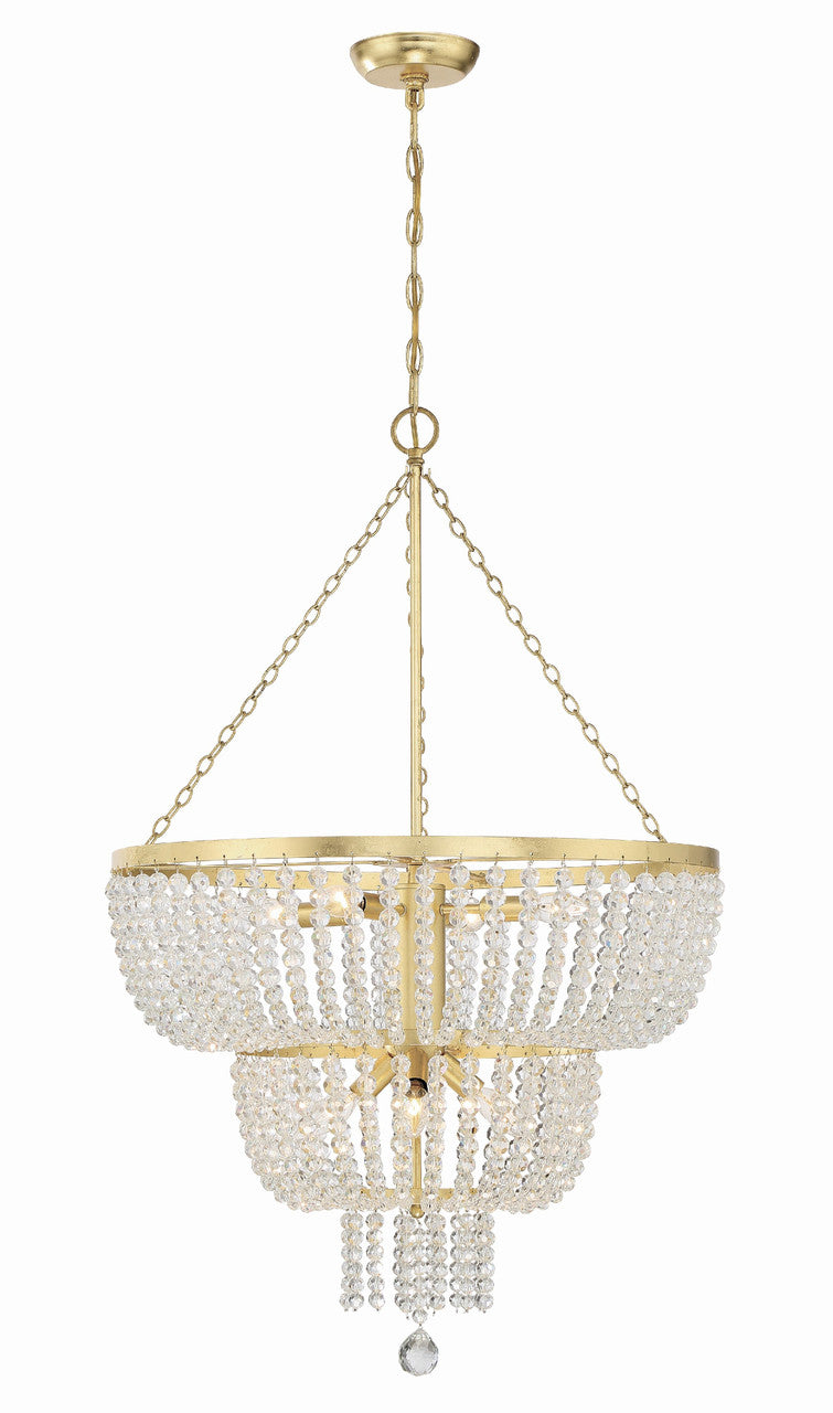 Crystorama Rylee 8 Light Antique Gold Chandelier 610-GA