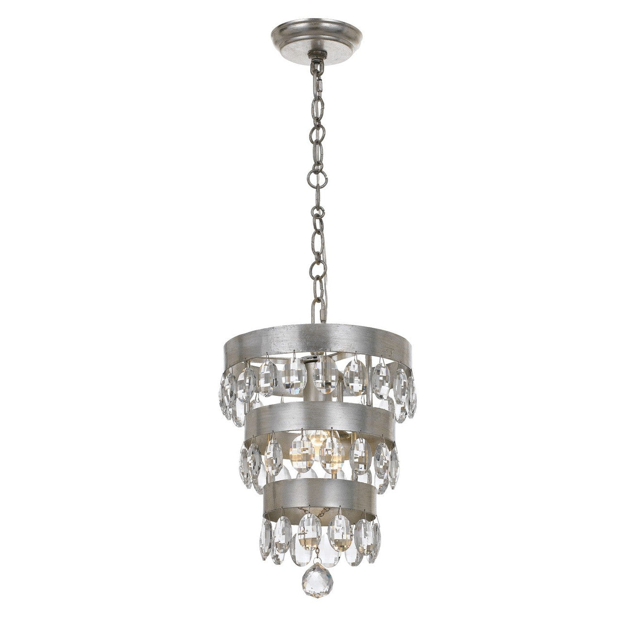 Crystorama Perla 1 Light Antique Silver Mini Chandelier 6103-SA