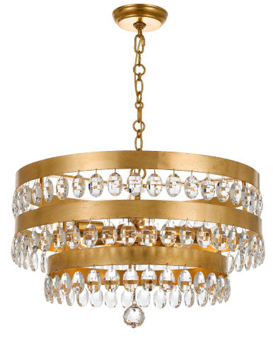 Crystorama Perla 5 Light Antique Gold Chandelier 6106-GA