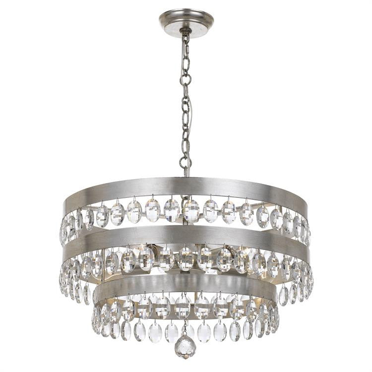 OPEN BOX NEW: Crystorama Perla 5 Light Antique Silver Chandelier 6106-SA