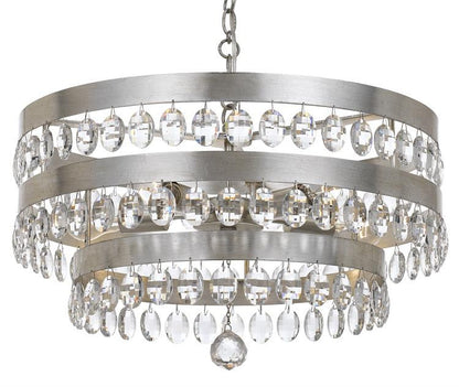 OPEN BOX NEW: Crystorama Perla 5 Light Antique Silver Chandelier 6106-SA