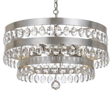 SPECIAL BUY: Crystorama Perla 5 Light Antique Silver Chandelier 6106-SA