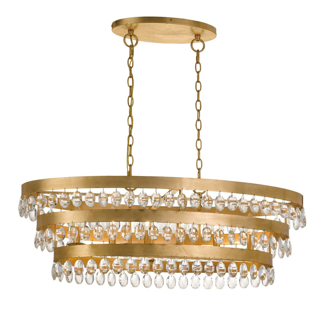 Crystorama Perla 6 Light Antique Gold Linear Chandelier 6107-GA