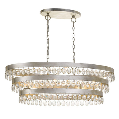 Crystorama Perla 6 Light Antique Silver Linear Chandelier 6107-SA