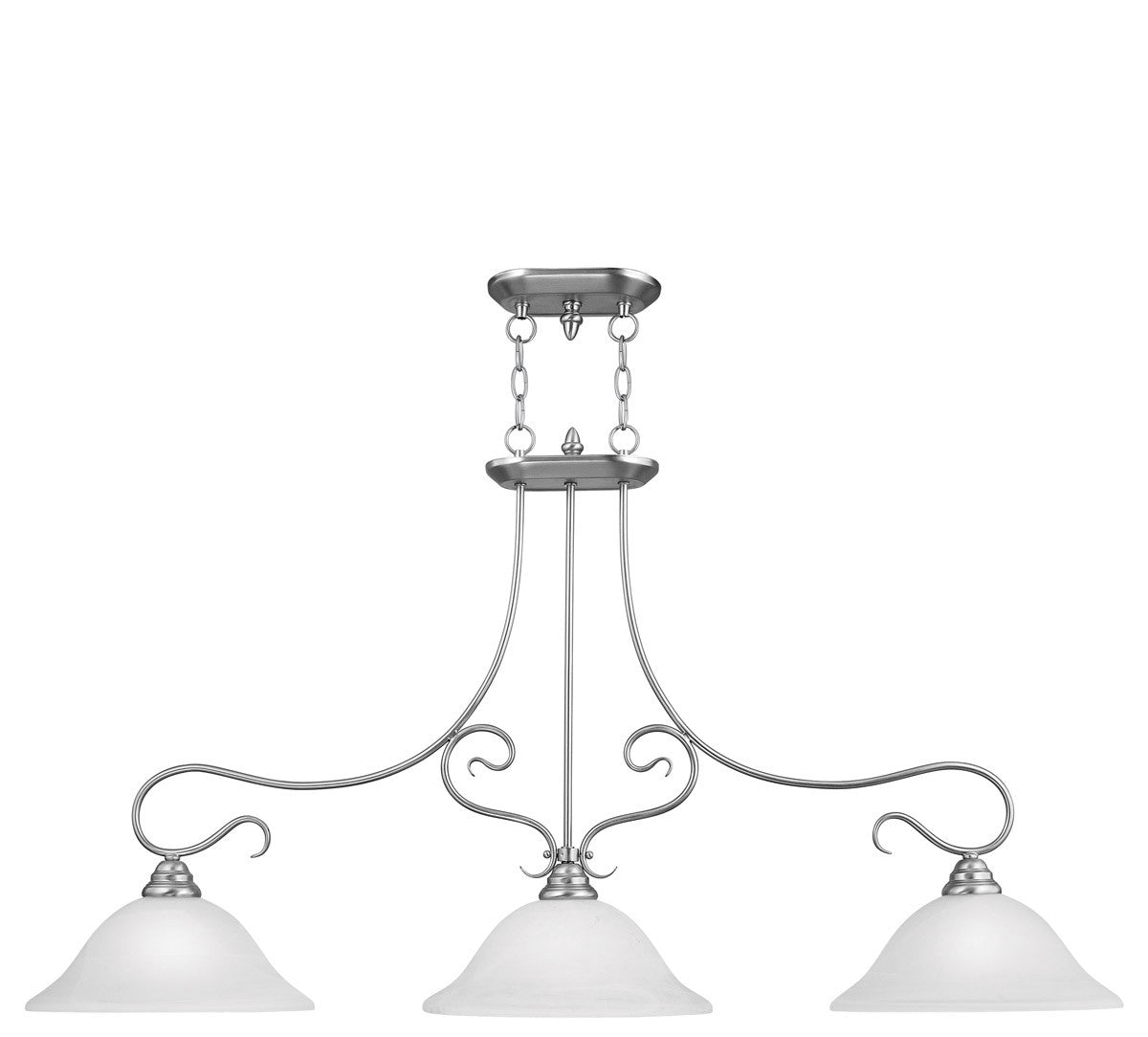 Livex Lighting Coronado Collection 3 Light Brushed Nickel Island in Brushed Nickel 6108-91