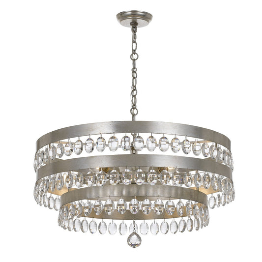 Crystorama Perla 6 Light Antique Silver Chandelier 6108-SA