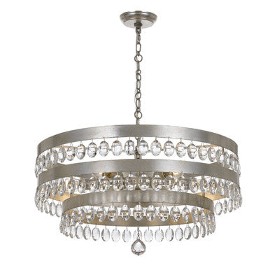 Crystorama Perla 6 Light Antique Silver Chandelier 6108-SA