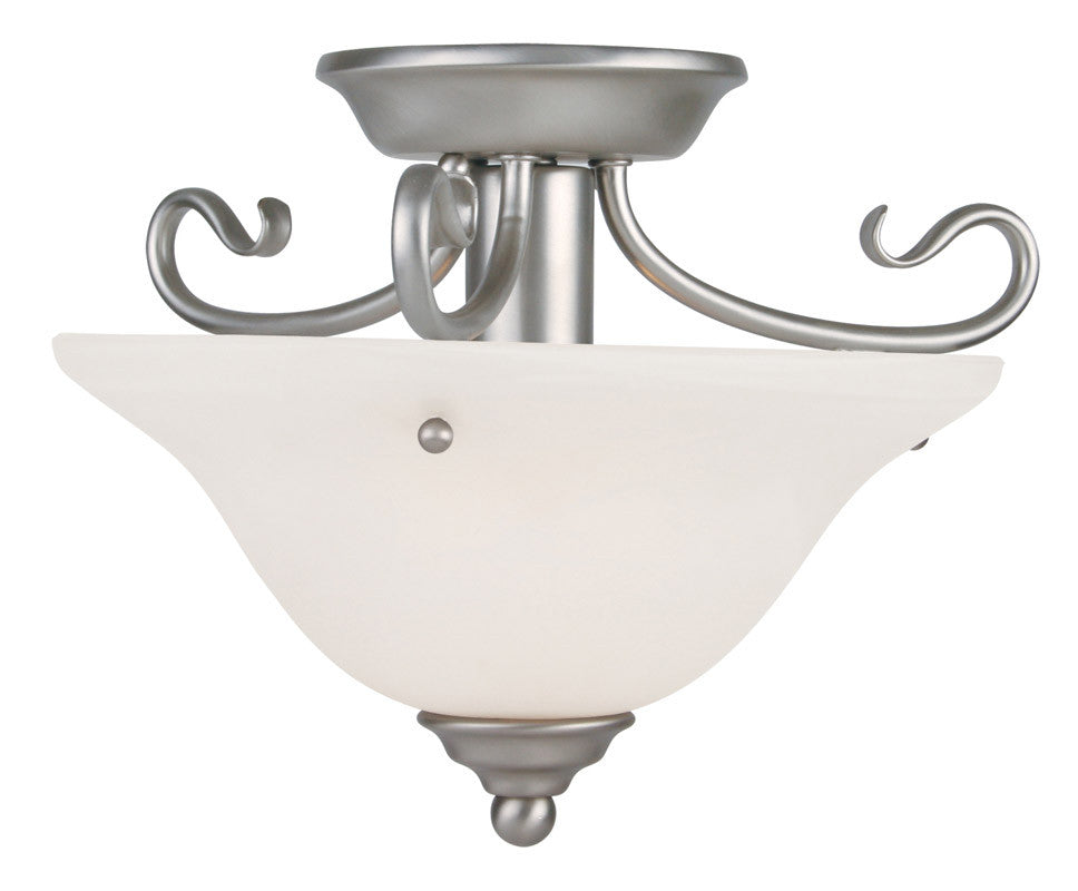 Livex Lighting Coronado Collection 1 Light Brushed Nickel Ceiling Mount in Brushed Nickel 6109-91