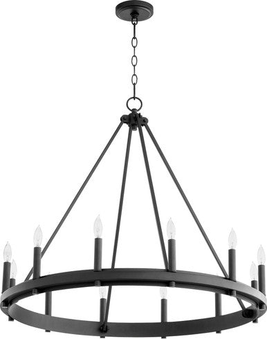 Quorum Aura Chandelier in Textured Black 611-12-69