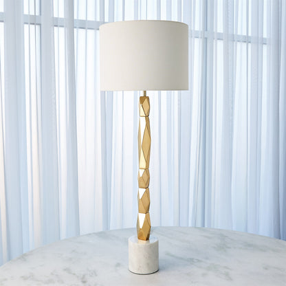 Global Views Facet Block Table Lamp in Brass in Tall RT9.90021