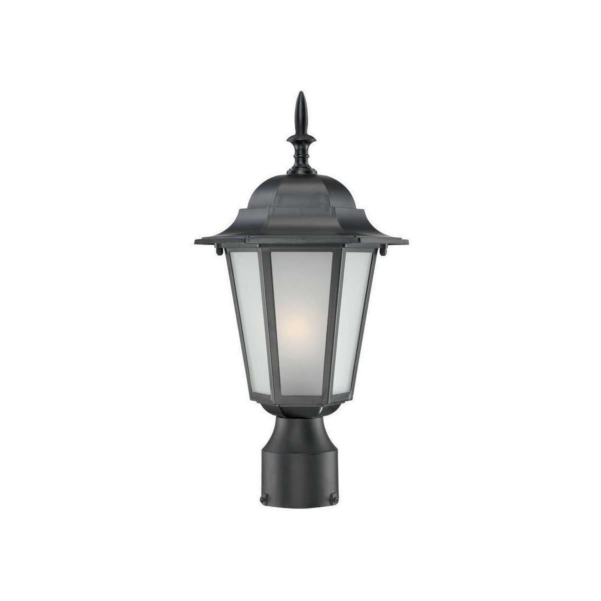 Acclaim Lighting Camelot 1-Light Matte Black Post Mount Light With Frosted Glass in Matte Black 6117BK/FR