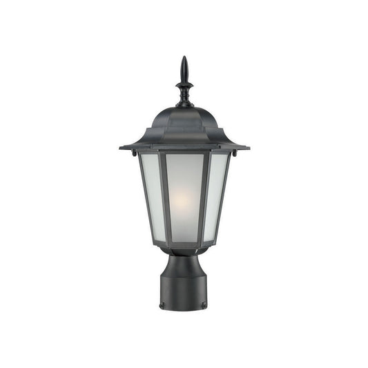 Acclaim Lighting Camelot 1-Light Matte Black Post Mount Light With Frosted Glass in Matte Black 6117BK/FR