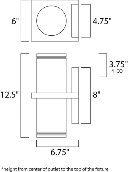 Maxim Lightray 2-Light Wall Sconce in Brushed Aluminum 6117AL