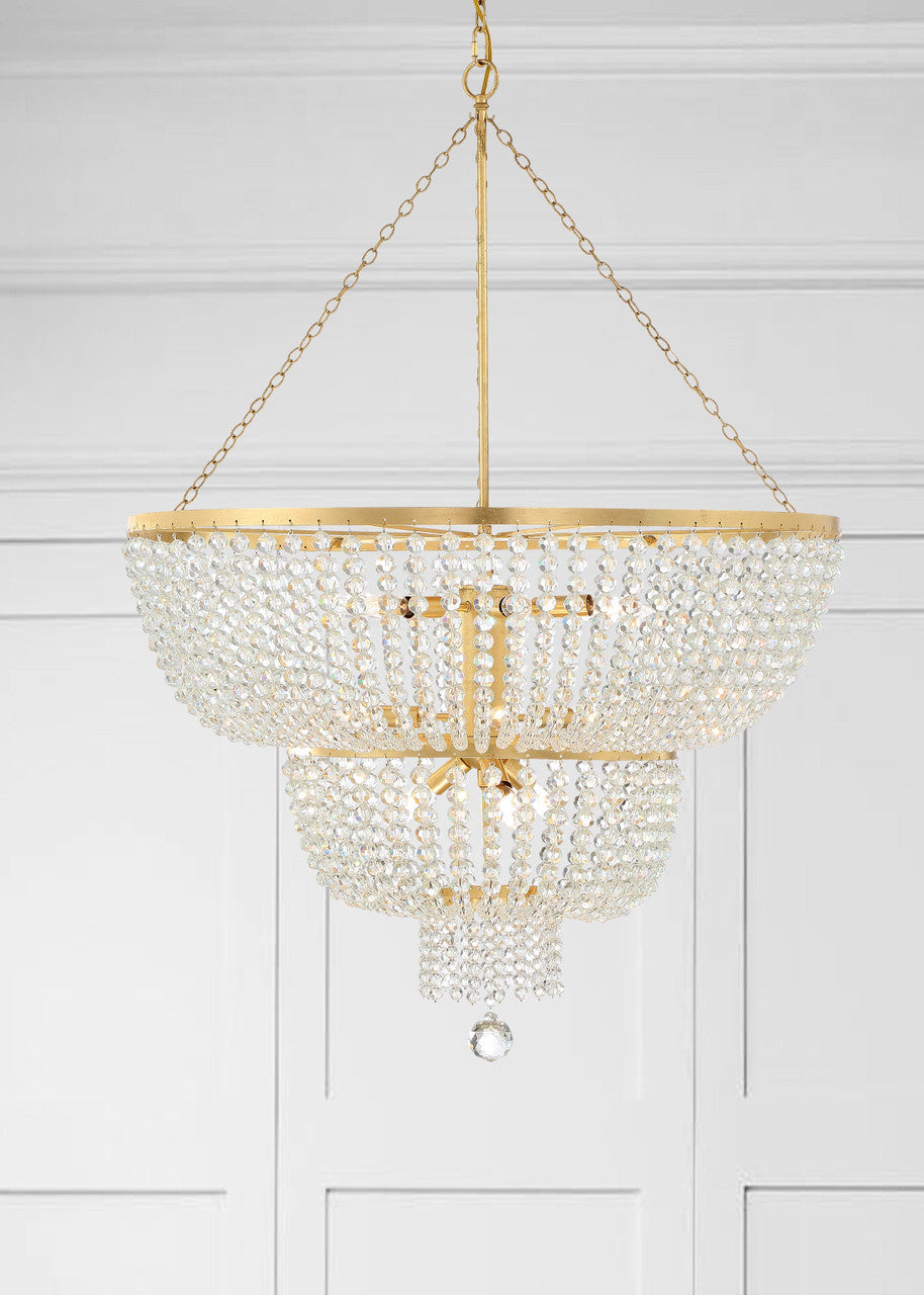 Crystorama Rylee 12 Light Antique Gold Chandelier 612-GA