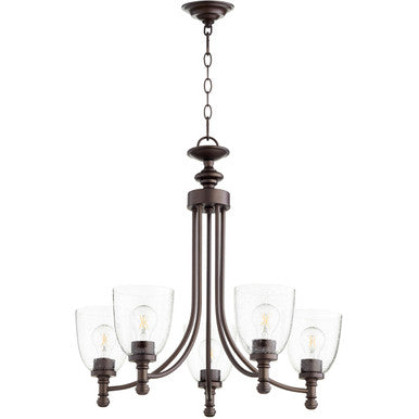 Quorum Rossington Chandelier in Oiled Bronze with Clear/Seeded 6122-5-286