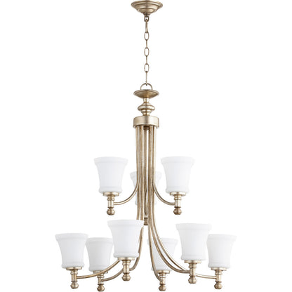 Quorum Rossington Chandelier in Aged Silver Leaf 6122-9-160