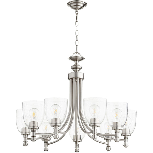 Quorum Rossington Chandelier in Satin Nickel with Clear/Seeded 6122-9-265