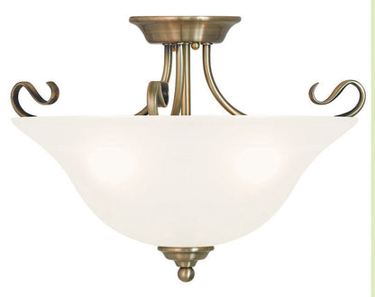 Livex Lighting Coronado Collection 3 Light Antique Brass Ceiling Mount in Antique Brass 6130-01