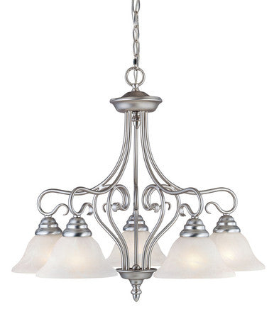 Livex Lighting Coronado Collection 5 Light Brushed Nickel Chandelier in Brushed Nickel 6135-91